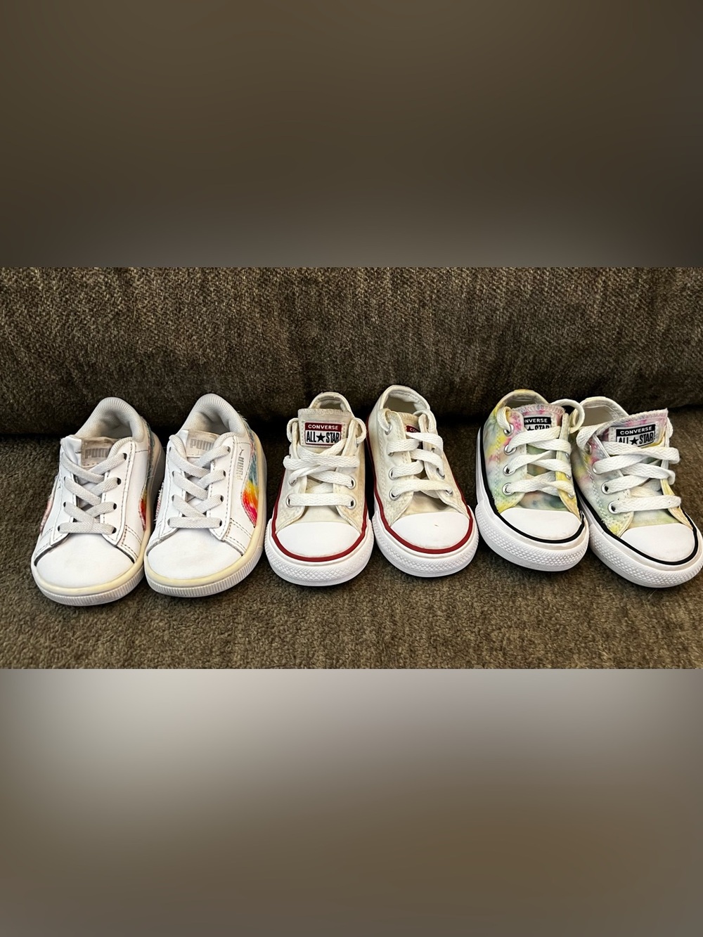 Toddler Shoes Lot Size 5C Converse White Tie Dye Puma Rainbow 3 Pairs GUC